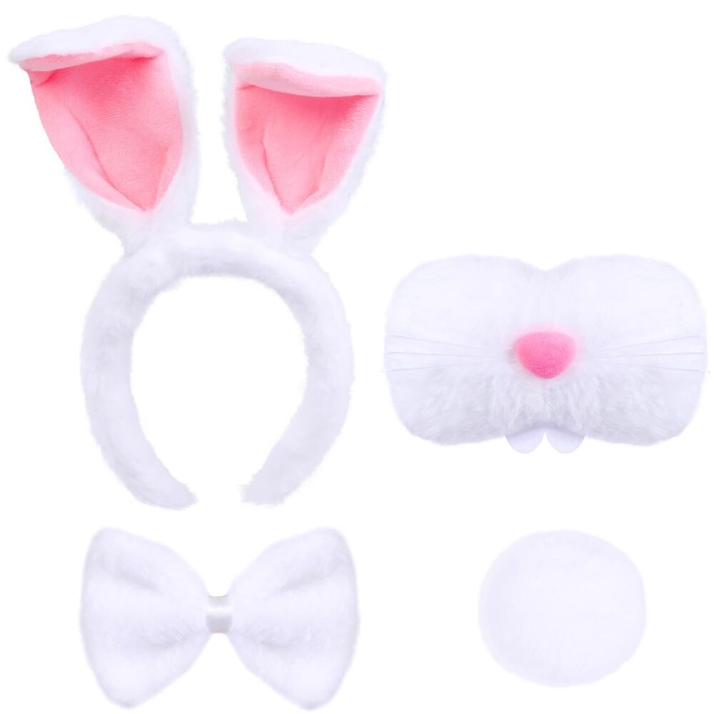 9488 Bunny Ears Headband White Rabbit Costume, Bunny Ears